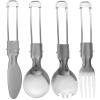 Mobestech Bento Silverware 5pcs Stainless Steel Folding Cutlery Compact Travel Utensils with Storage Bag view 1