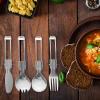 Mobestech Bento Silverware 5pcs Stainless Steel Folding Cutlery Compact Travel Utensils with Storage Bag view 3