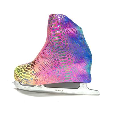 Kami-So Metallic Figure Skate Boot Covers | Ice Skates Protection Against Scratches, Scuffs, and Dirt | Durable Skate Shoe Covers | Ice Skating Accessories | Sunrise Python - Adult Size