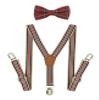 BEWDIO Stripe Baby Suspenders and Bow Tie Set, Plaid Bowtie and Suspenders with 4 Strong Metal Clips (4-08-1) view 1