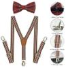 BEWDIO Stripe Baby Suspenders and Bow Tie Set, Plaid Bowtie and Suspenders with 4 Strong Metal Clips (4-08-1) view 2