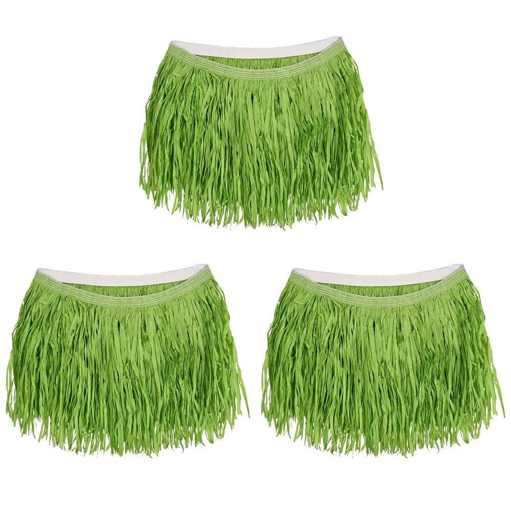Beistle 3 Piece Adult Size Mini Hula Girl Skirts, Hawaiian Costume Accessories, Luau Party Supplies Green