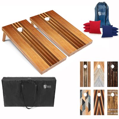 Tailgating Pros Cornhole Boards 4x2 Official Regulation Size  Wooden Design Cornhole Game Set with 8 Bean Bags, Carrying Case & Tote  Outdoor Tailgate Yard Game