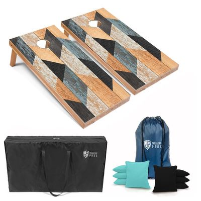Tailgating Pros Cornhole Boards 4x2 Official Regulation Size  Wooden Design Cornhole Game Set with 8 Bean Bags, Carrying Case & Tote  Outdoor Tailgate Yard Game