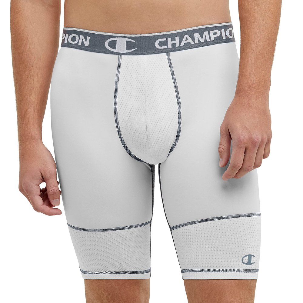 Champion Men's Compression Shorts, Sport Shorts for Men, Moisture-Wicking, C Logo, 9"