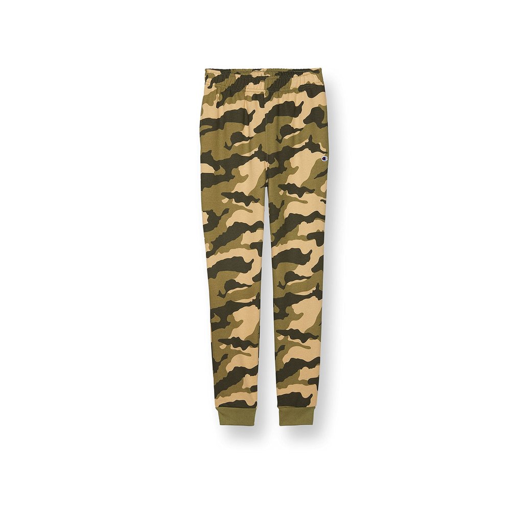 Champion Boys Sweatpants, Lightweight for Kids' Pants, Script & Print, 25", Camo C Patch Logo, 10-12 US