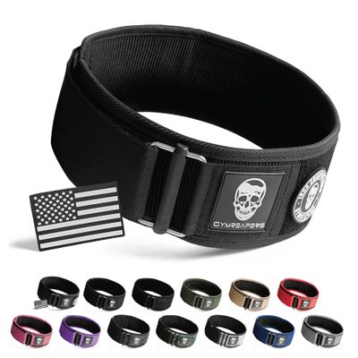 Gymreapers Quick Locking Weight Lifting Belt for Men Gym Belt for Powerlifting Deadlift Belt with 4 Inch Neoprene Metal Buckle Back Support Weightlifting Belt Women (Medium, Black - Patch)