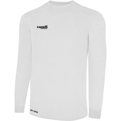 Capelli Sport Youth Workout Top, Long Sleeve Crew Neck Exercise Training Jersey for Boys and Girls, White, X-Large (18-20)