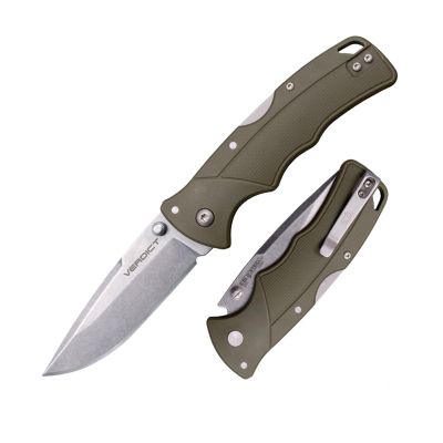 COLD STEEL Verdict 3" 4116SS Spear Point Blade 4.25" GFN OD Green Handle Everyday Carry Tactical Folding Knife - Boxed