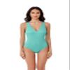BCA by Rebecca Virtue Madilynn Texture - Women's One Piece Swimsuit with Scoop Neckline, Textured Design and Multi-Way Back Tie, Bathing Suits for Women, Aqua, Medium view 1