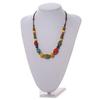Avalaya Multicoloured Graduated Ceramic Bead Brown Silk Cords Necklace/50cm to 60cm L/Slight Variation In Colour/Natural Irregularities view 3