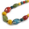 Avalaya Multicoloured Graduated Ceramic Bead Brown Silk Cords Necklace/50cm to 60cm L/Slight Variation In Colour/Natural Irregularities view 4