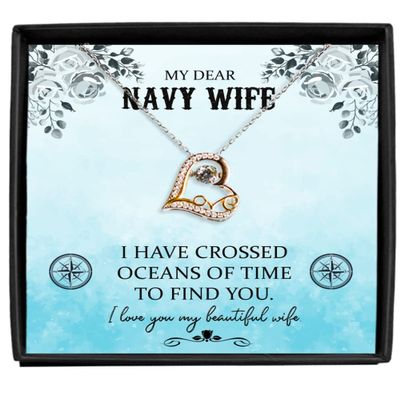 Love Dancing Necklace Luxury Box Long Distance Relationship, Deployment Gift, Navy Wife Necklace Gift