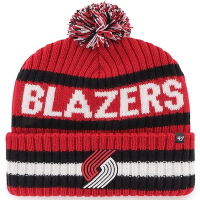47 NBA Unisex-Adult Team Color Officially Licensed Primary Logo Bering Sport Knit Cuffed Pom Beanie Cold Weather Hat -Portland Trail Blazers Red