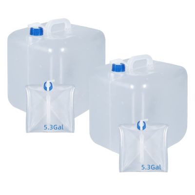 UMETASS 2 Pack 5.3 Gallon Collapsible Water Container with Spigot, Foldable Cube Water Jugs Portable Water Storage for Outdoors Camping Hiking Disaster Preparedness & Survival Gear