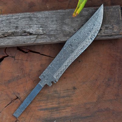 Unique Blades 13 Inches, Hand Forged Damascus Steel Blank Blade, Bowie Knife For Knife Making Supplies