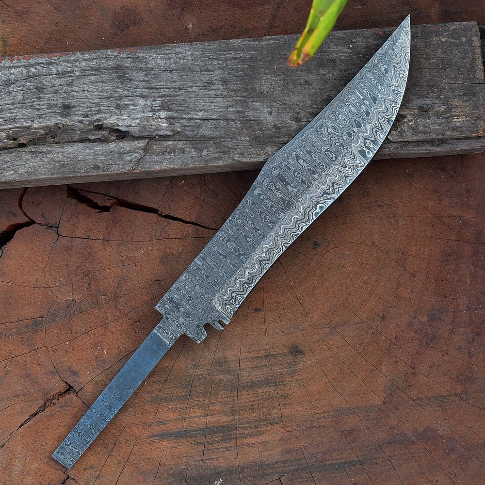 Unique Blades 13 Inches, Hand Forged Damascus Steel Blank Blade, Bowie Knife For Knife Making Supplies