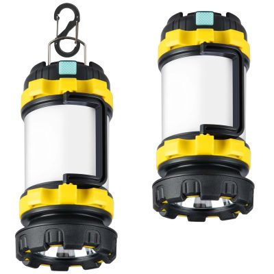 BOBKID 2 Pack Camping Lantern, Outdoor LED Camping Light, Rechargeable Flashlights with 1000LM, 6 Modes, IPX5 Waterproof Portable Emergency Camp Light for Hurricane Survival - Yellow