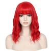 WildCos Short 14 Inches Pastel Wavy With Air Bangs Bob Cosplay Wig for Girl and Women Colorful Wigs (Red) view 2
