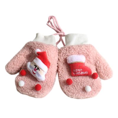 Winter Gloves Toddler Kids Children's Christmas Santa Warm Think Knit Winter Girls Boys Baby Gloves (Pink, One Size)