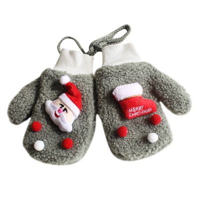 Winter Gloves Toddler Kids Children's Christmas Santa Warm Think Knit Winter Girls Boys Baby Gloves (Green, One Size)