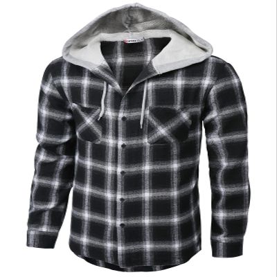 H2H Mens Casual Button Down Long Sleeve Plaid Shirts Hoodie US 2XL/Asia 3XL (CMOJA0105)