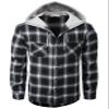 H2H Mens Casual Button Down Long Sleeve Plaid Shirts Hoodie US 2XL/Asia 3XL (CMOJA0105) view 2