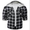 H2H Mens Casual Button Down Long Sleeve Plaid Shirts Hoodie US 2XL/Asia 3XL (CMOJA0105) view 4
