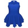 Jhaoyu Kids Girls Sleeveless Ice Skating Dress Ballet Dance Leotards Skirt Figure Skating Competition Costume Royal Blue 14 Years view 3