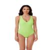 BCA by Rebecca Virtue Madilynn Texture - Women's One Piece Swimsuit with Scoop Neckline, Textured Design and Multi-Way Back Tie, Bathing Suits for Women, Lime Light, Medium view 1