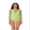 BCA by Rebecca Virtue Madilynn Texture - Women's One Piece Swimsuit with Scoop Neckline, Textured Design and Multi-Way Back Tie, Bathing Suits for Women, Lime Light, Medium view 2