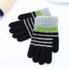 Winter Five Finger Gloves Kids Ski Mittens Winter Keep Warm Knitting Windproof Waterproof Golves Outdoor Stripe Print (Grey, One Size) view 2