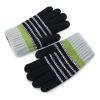Winter Five Finger Gloves Kids Ski Mittens Winter Keep Warm Knitting Windproof Waterproof Golves Outdoor Stripe Print (Grey, One Size) view 3