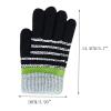 Winter Five Finger Gloves Kids Ski Mittens Winter Keep Warm Knitting Windproof Waterproof Golves Outdoor Stripe Print (Grey, One Size) view 4