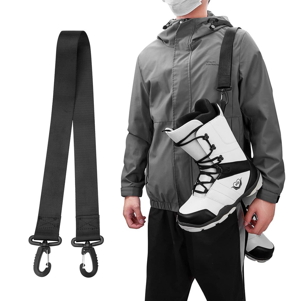 AzReference Ski and Snowboard Boot Carrier Strap Shoulder Sling Leash for Women Men Snowboarding Ice Skates Skiing Accessories, Black