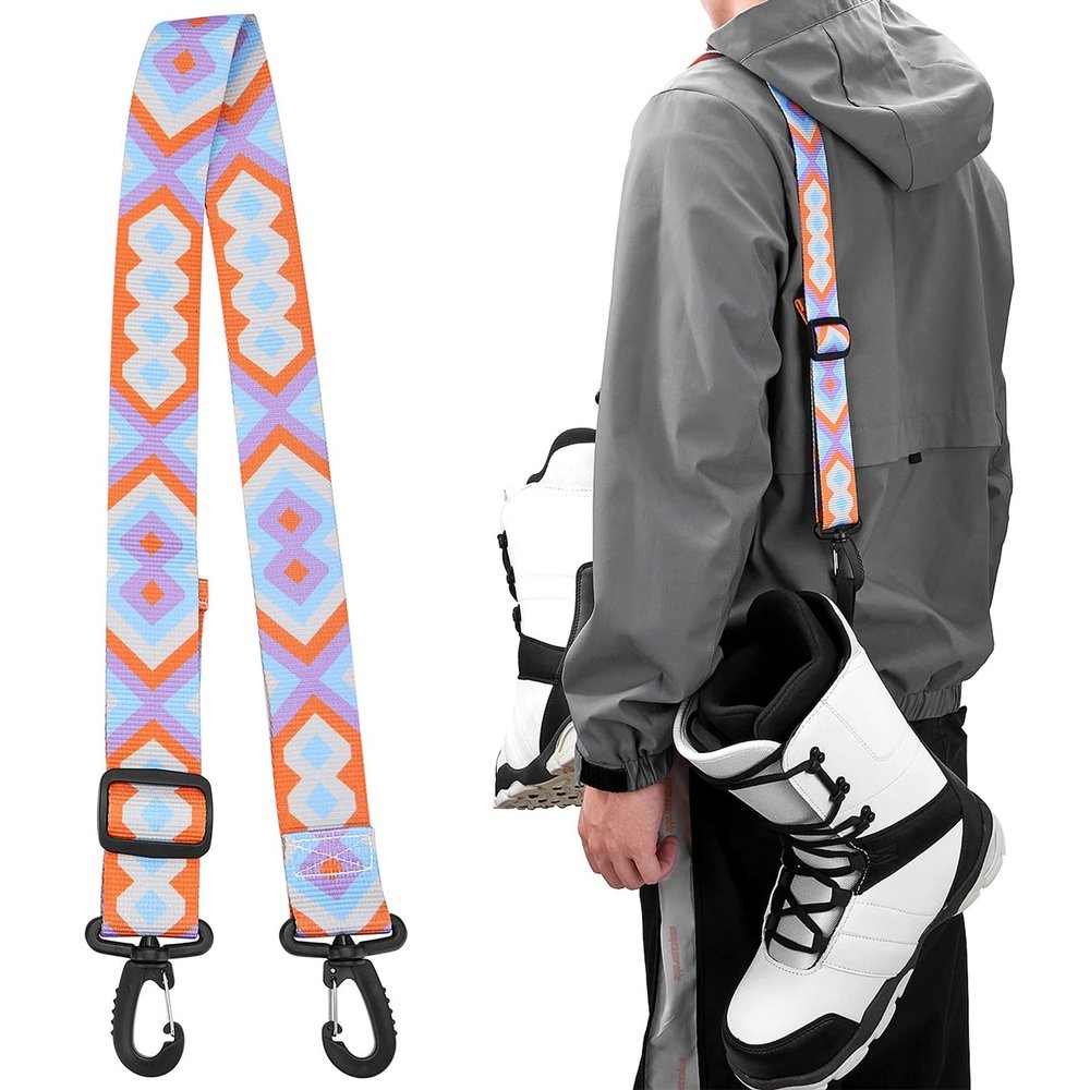AzReference Ski and Boot Carrier Straps, Adjustable Shoulder Sling Leash, Roller Skate Leash for Skiing Snowboarding Ice Skates Rollerblades, Purple