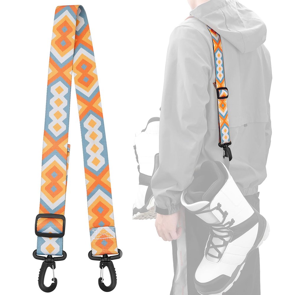 AzReference Ski and Boot Carrier Straps, Adjustable Shoulder Sling Leash, Roller Skate Leash for Skiing Snowboarding Ice Skates Rollerblades, Orange