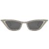 mincl Cat Eye Sunglasses for Women Sparkling Rhinestone Sunglasses Trendy Retro Diamond Glasses UV400 Protection (white&black) view 1