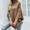 Dressnu Autumn and winter cape, cloak, sweater, women's coat, solid color, high collar Black one size view 4