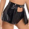 ACSUSS Women Shiny Leather Cover-Up Skirt Patent Look Mini Skirt High Waist Open Front Mini Skirts Black XX-Large view 2