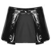 ACSUSS Women Shiny Leather Cover-Up Skirt Patent Look Mini Skirt High Waist Open Front Mini Skirts Black XX-Large view 4