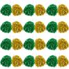 60 Pcs Cheerleading Pom Poms Bulk Cheer Pom Poms Sets Metallic Foil Fun Spirited Cheer Pom Poms with Plastic Handles Cheerleader Pompoms for Kids Adults Sports Match Cheering Squad (Green & Gold) view 1
