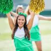 60 Pcs Cheerleading Pom Poms Bulk Cheer Pom Poms Sets Metallic Foil Fun Spirited Cheer Pom Poms with Plastic Handles Cheerleader Pompoms for Kids Adults Sports Match Cheering Squad (Green & Gold) view 4