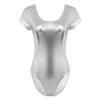 Linjinx Women Metallic Liquid Shiny Gymnastics Leotard Dance Costume Sleeveless Round Neck Tank Top Silver Small view 4