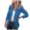 XUETON Womens Notch Lapel Casual Blazers Open Front Cardigan 3/4 Sleeve Draped Soft Loose Work Office Suit Jacket Sport Coat(Blue,X-Large) view 1