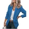 XUETON Womens Notch Lapel Casual Blazers Open Front Cardigan 3/4 Sleeve Draped Soft Loose Work Office Suit Jacket Sport Coat(Blue,X-Large) view 2