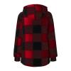 XUETON Women's Casual Wool Blend Flannel Plaid Shackets Zip Up Winter Lightweight Thermal Tartan Over Shirt Trench Coat(Red,XX-Large) view 3