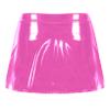 ACSUSS Women Shiny Leather Cover-Up Skirt Patent Look Mini Skirt High Waist Open Front Mini Skirts Hot Pink 4X-Large view 2