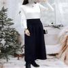 chouyatou Women's Winter High Waist Wide Leg Plaid Wool Blend Palazzo Capri Pants Culottes with Pockets (Medium, Black) view 4