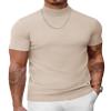 COOFANDY Men's Knit Mock Turtleneck Short Sleeve Casual Dress Sweater Solid Color Pullover Sweater Slim Fit Knitted Basic Tops Apricot Small view 1